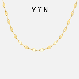 YIN隐「易」系列金光闪闪18K金项链素链百搭水波纹链
