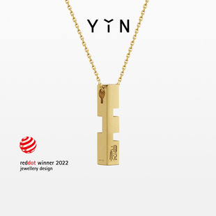 YIN隐「迎」系列六艺鲁班金锁 18K金吊坠项链宝宝长命锁珠宝