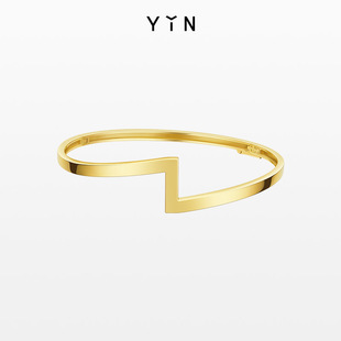 YIN隐「一」系列太极18K金彩金古风手镯手饰新中式 珠宝镯子