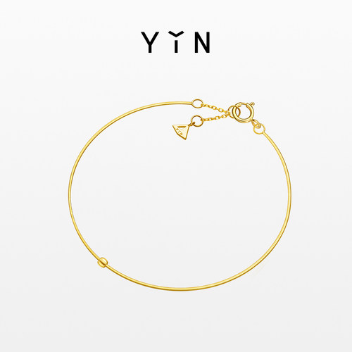 YIN隐一丝金线极细手链18k金女