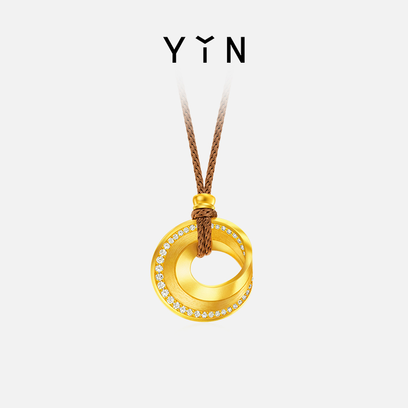 YIN隐万物环足金黄金项链吊坠
