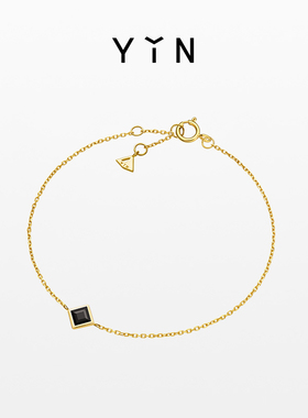 YIN隐「垠」系列黑玛瑙手链 18K金宝石叠戴手饰