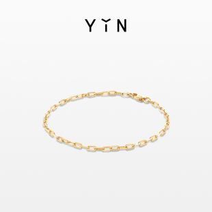 YIN隐「易」系列O型粗链18K金彩金女素金简约古巴链素链足链手链
