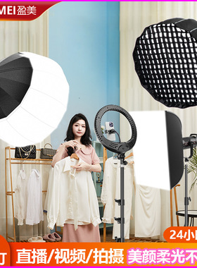 蒙以双色温200W录课直播摄影补光灯COB灯珠美颜柔光球形罩深抛灯