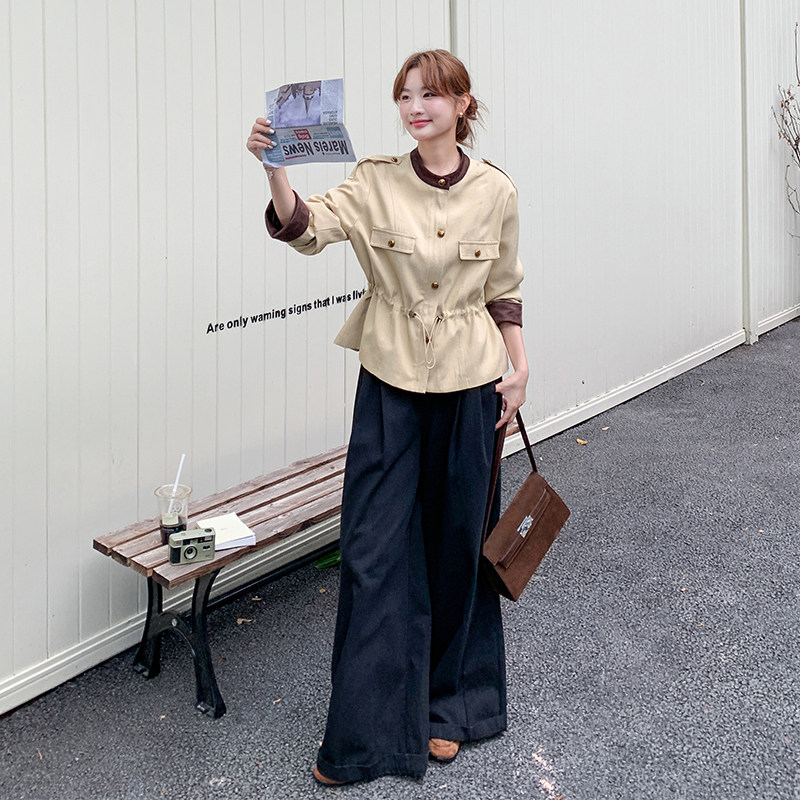 【新款】圆领撞色抽绳风衣外套8878-p155-k238,女装套装/套裙,浙宝079