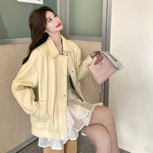 【现货】韩系黄色皮衣外套8005-p155-k238图片