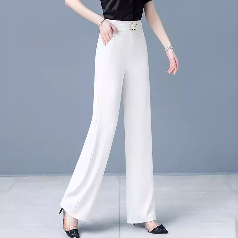 冰丝窄版阔腿裤女夏季2025新款薄款高腰休闲西装裤宽松垂感直筒裤