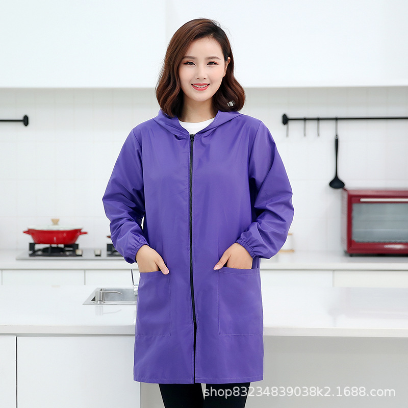 防水防油长袖女围裙罩衣大人家用