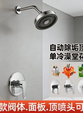 铜4分暗装花洒入墙式公共澡堂淋浴器套装埋墙嵌入式简易混水阀