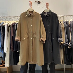 外套3831 百搭单排扣系带中长款 SELF宽松立领毛里风衣秋冬新款 韩版