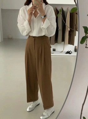 WANNA OUR复古简约显瘦西裤2025秋装新款韩版时尚百搭休闲裤89502