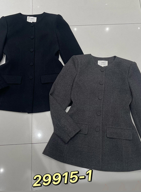 VANE时尚收腰显瘦薄款西装2025秋装新款韩版百搭圆领单排扣外套女