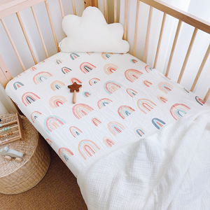 爱予宝贝ins欧风新生拼接床笠宝宝全棉纱布床垫罩130*70cm无荧光