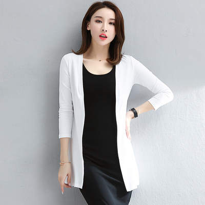 白色空调针织开衫女薄款早秋中长款外套新款外搭气质百搭外套上衣