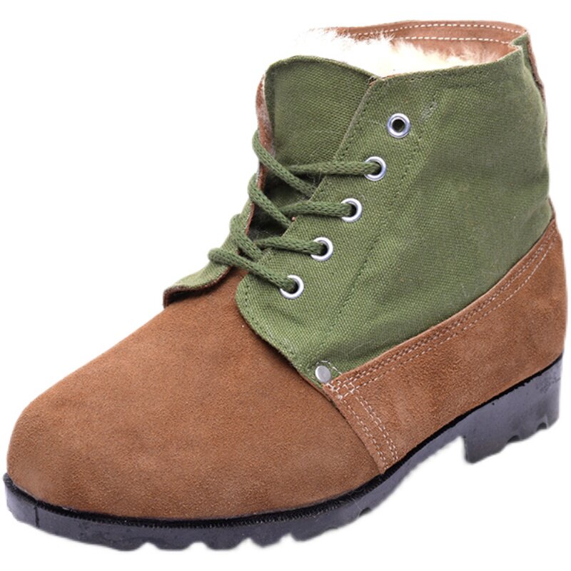 WINTER BIG-TOE COTTON SHOES COLD-PROOF BOOTS MENS HIGH-TOP FLEECE THICKENED WOOL BOOTS WARM WATERPROOF LABOR PROTECTION OVERALLS SNOW BOOTS