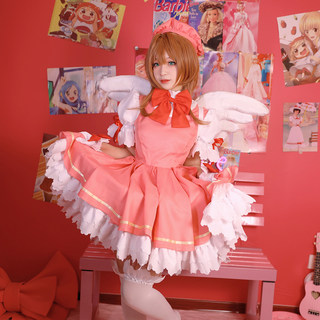 现货百变小樱魔术卡Cosplay服魔卡少女樱木之本樱红白战斗服套装