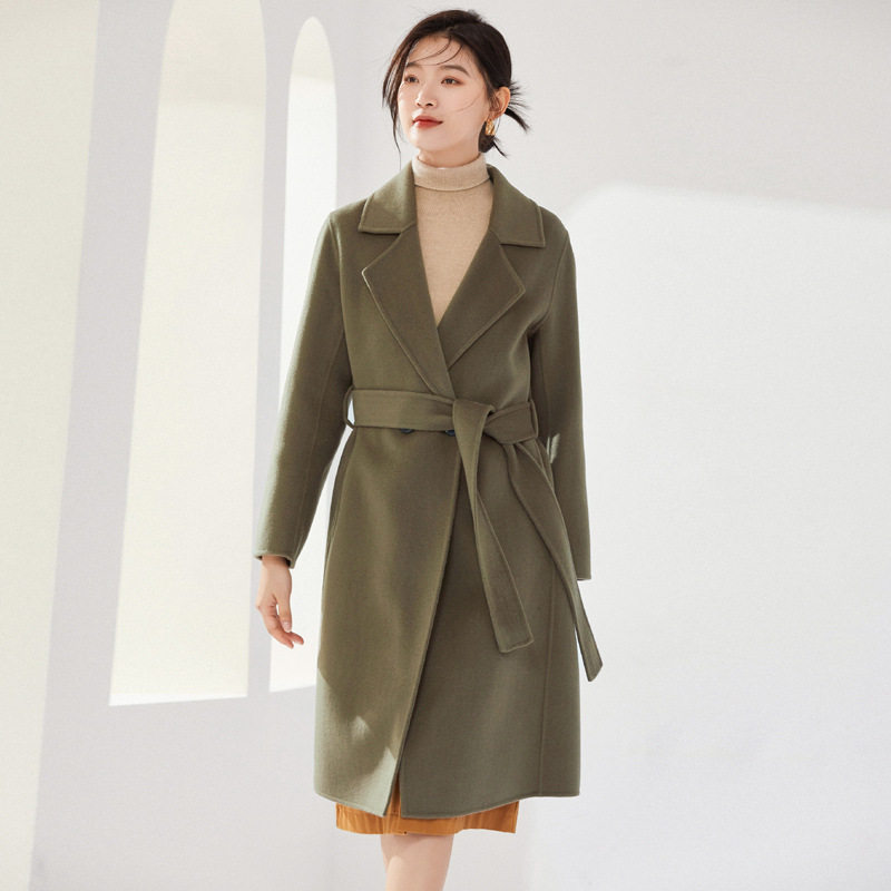 时尚名媛风双面呢羊毛大衣女20毛呢外套
