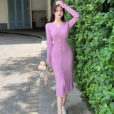 TikTok, синий корсет, трикотажное осеннее платье