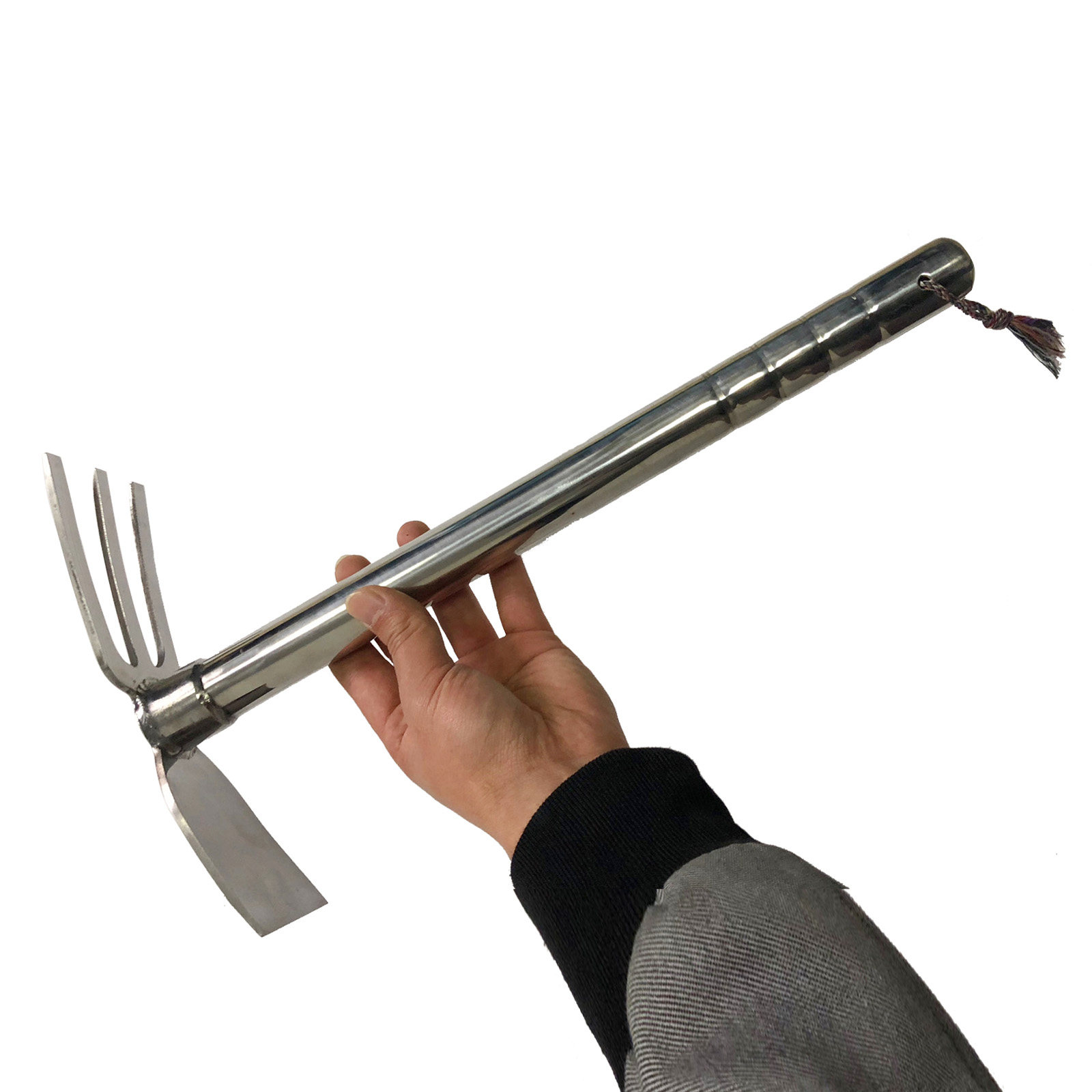 不锈钢锄头三齿耙子小锄头花园种菜农用园艺全钢长锄耙短锄镐头