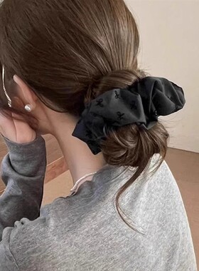 韩式黑灰波点蝴蝶结大肠发圈女扎丸子头发绳高弹力皮筋头绳头饰品