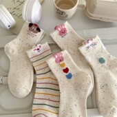 袜子女中筒韩版 ins学生秋冬季 可爱卡通日系运动女长筒女潮袜情侣