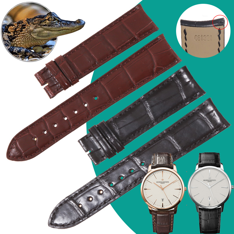 征途 适合江诗丹顿传承系列VC鳄鱼皮表带男手表配件手表链皮带