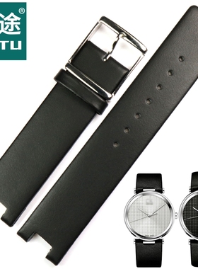 CK真皮表带K1S21120/K1S21102/KIS21100凹口黑色皮表带20mm