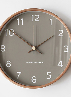 北欧钟表实木挂钟客厅静音简约时钟现代时尚创意家用钟wall clock