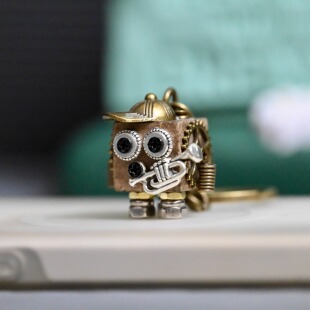 手工DIY 小号手 蒸汽朋克小机器人钥匙扣 包包挂件 项链 情侣礼物