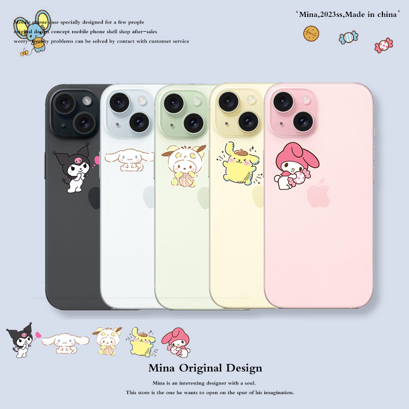 三丽鸥iPhone15手机壳多巴胺色系适用苹果17Pro Max全包16软透明库洛米玉桂狗ipone17Air卡通可爱14Plus外壳3