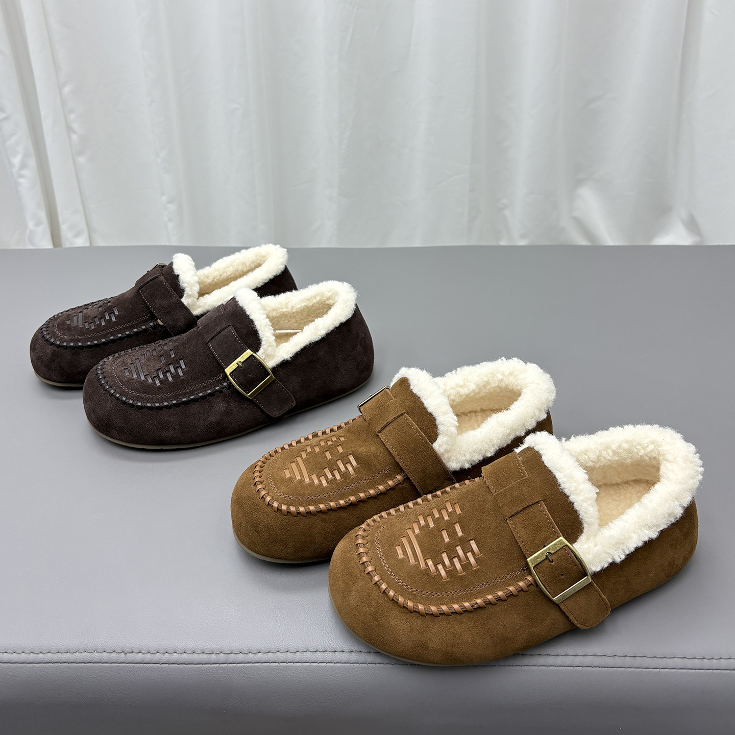 真皮羊毛加绒勃肯鞋女2025冬新款