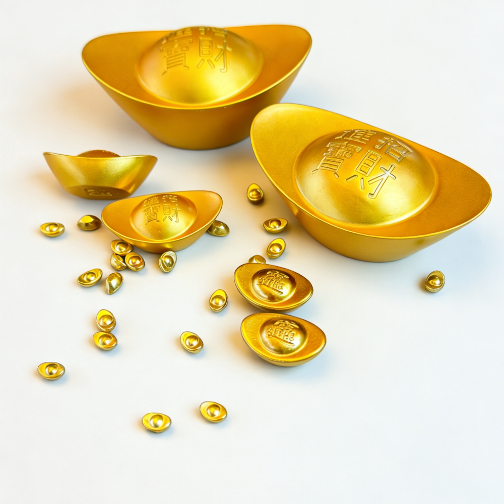 中式元宝摆件实心铜元宝沙金元宝摆件迷你小元宝黄铜聚宝盆礼品