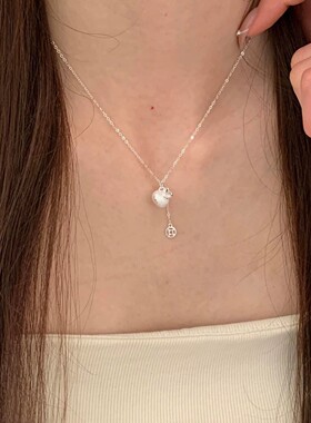 S925葫芦项链金钱福禄轻奢小众高级感葫芦白玉髓锁骨链生日礼物