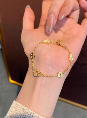 2026新年爆款福禄生财铜钱手链小众高级感轻奢锆石葫芦手环饰品女