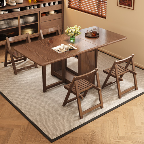 全实木餐桌小户型折叠方桌可移动