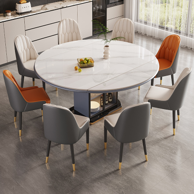 实木岩板餐桌轻奢家用可伸缩饭桌