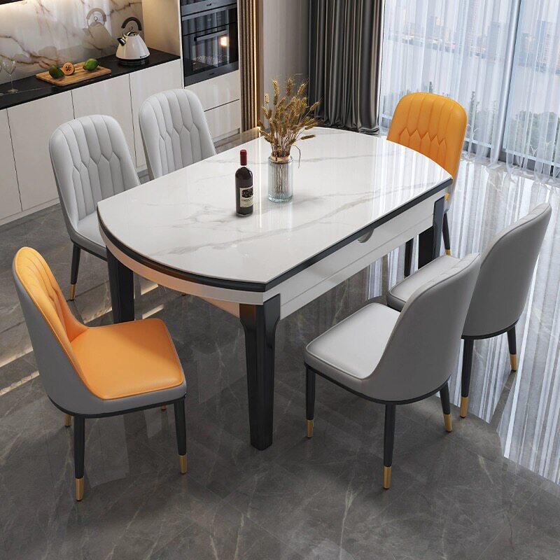 实木岩板餐桌椅2026新款桌子客厅家用小户型可变圆桌现代简约饭桌