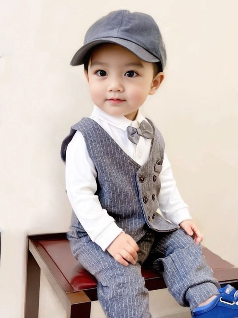 한 살짜리 드레스 남자 봄과 가을 한 살 100 일 생일 파티 잡는 양복 소년 잘 생긴 작은 양복