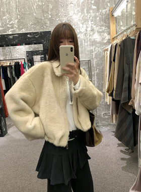 MZI STUDIO正版2025冬季新款韩版洋气百搭ins翻领毛绒绒舒适外套