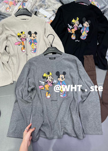 2025冬季 百搭米奇米妮图案印花加绒长袖 新款 洋气时尚 韩版 WHT正版