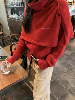 MZI STUDIO正版2025冬季新款韩版时尚百搭ins圆领纯色宽松毛衣女