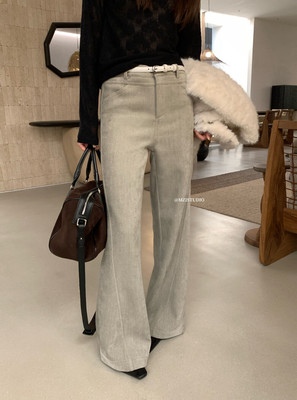 MZI STUDIO正版2025冬季新款韩版洋气美式百搭高腰微喇显腿休闲裤