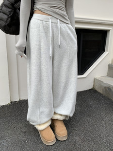 2025冬季 百搭ins松紧腰抽绳直筒休闲裤 新款 时尚 女 韩版 十三行正版