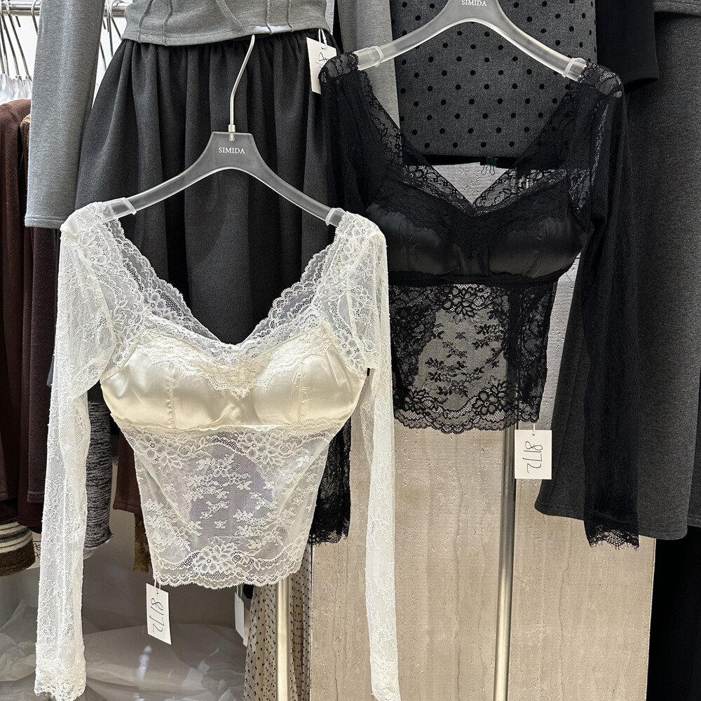 Simida正版2025冬季新款韩版洋气时尚百搭蕾丝拼接露背美背上衣女