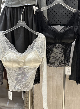 Simida正版2025冬季新款韩版洋气时尚百搭蕾丝拼接露背美背上衣女