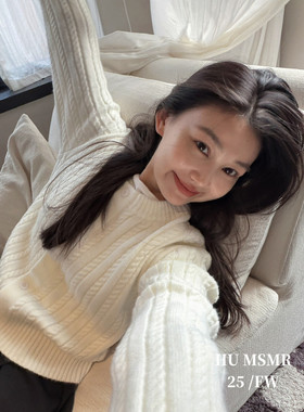 十三行正版2025冬季新款韩版洋气时尚百搭圆领单排扣麻花针织开衫