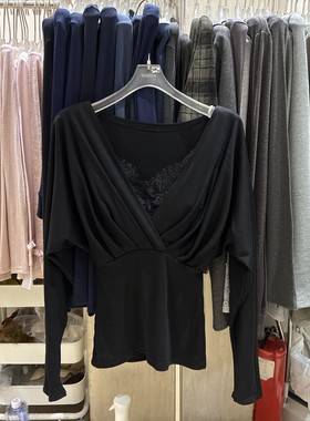 Simida正版2025冬季新款韩版洋气蕾丝花边吊带内衣+长袖T恤两件套