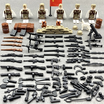 二战军事苏军士兵人仔武器积木