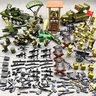 中国军事志愿军小人仔长津湖战场上甘岭美军重型装备益智积木玩具