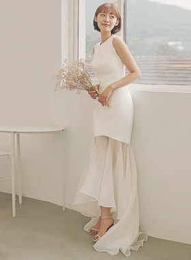 定制日版淑女轻婚纱优雅气质修身宴会聚会旅拍长款晚礼服裙菲利莎